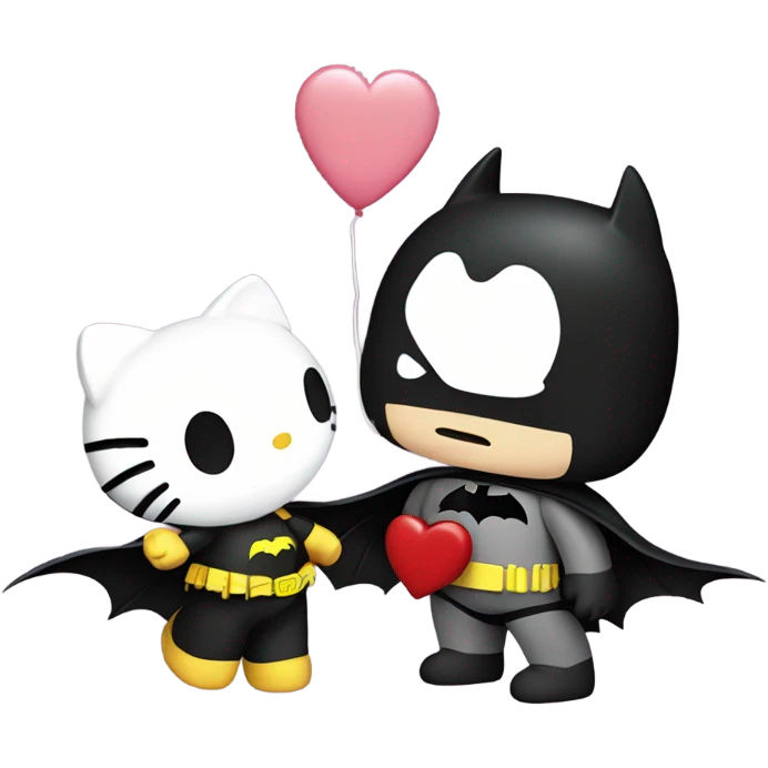 Hello Kitty and Batman in love but cute  emoji