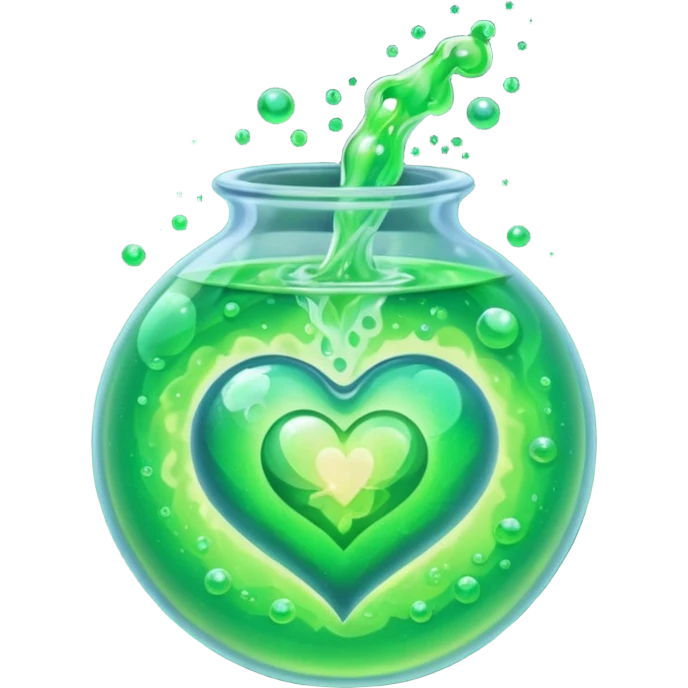green potion and heart effect emoji