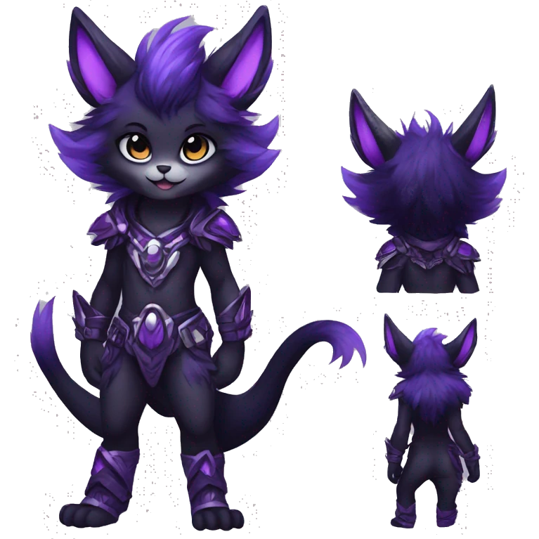 Anthro-Edgy-Cool-Black-Purple-Contrast-Colors-Fantasy-Fur-Sona-Chibi-Shiny-Fakémon-Hybrid full body emoji