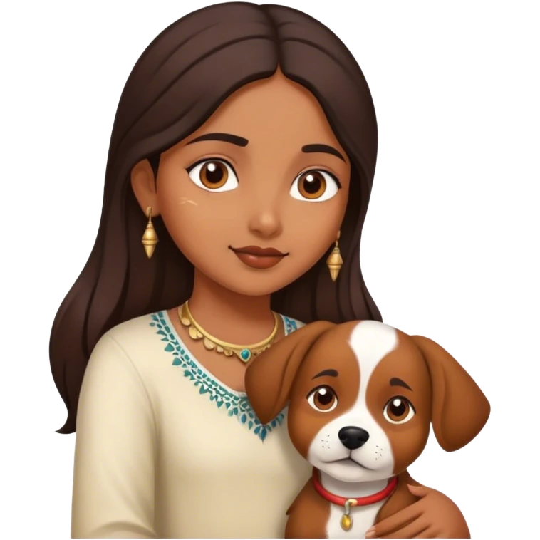 a aesthetic indian girl with a dog emoji
