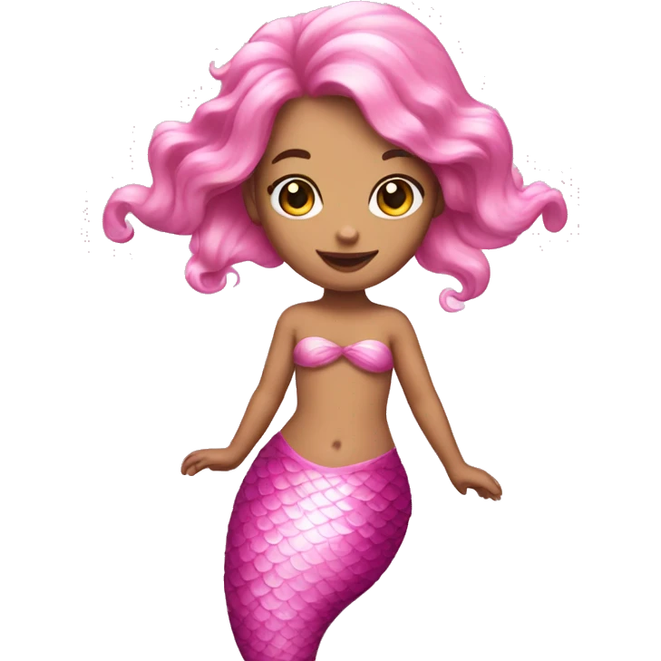 Pink mermaid with pink hair pink tail  emoji