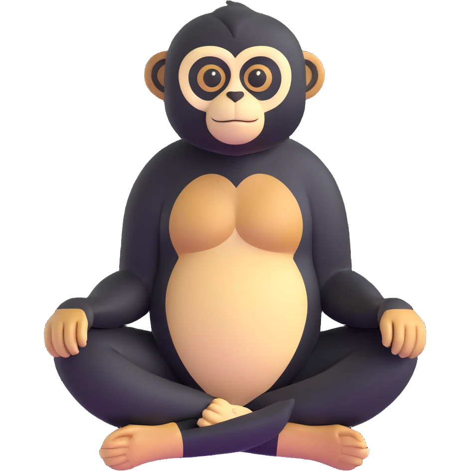 gibbon sitting, friendly expression emoji