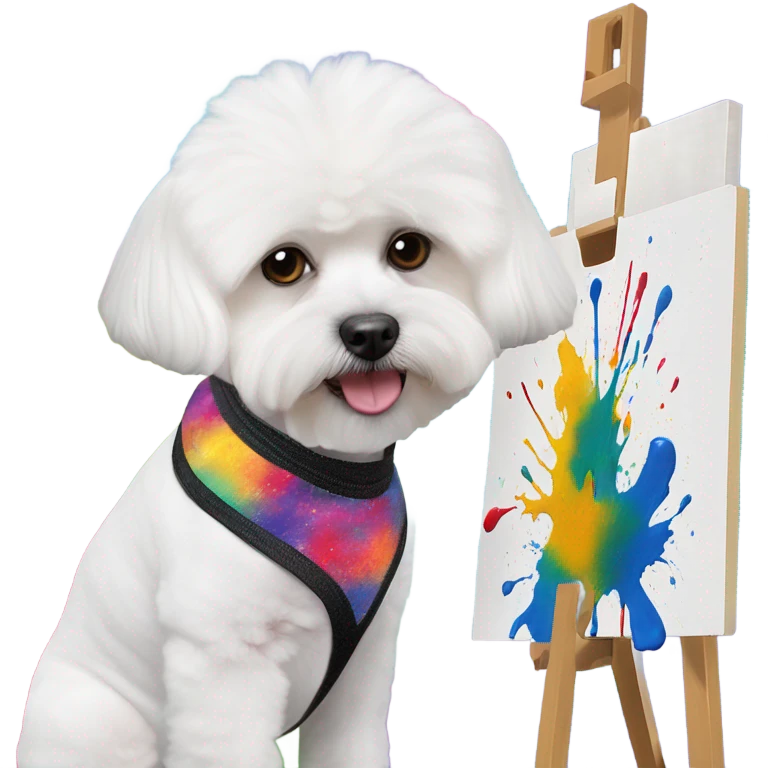 Maltese bichon working as a painter emoji