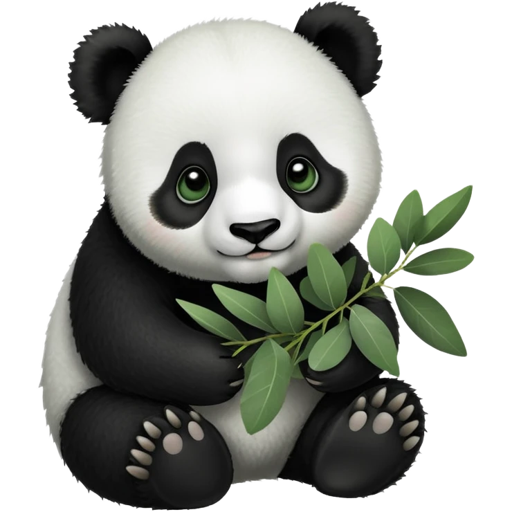 Baby panda eating eucalyptus leaves  emoji