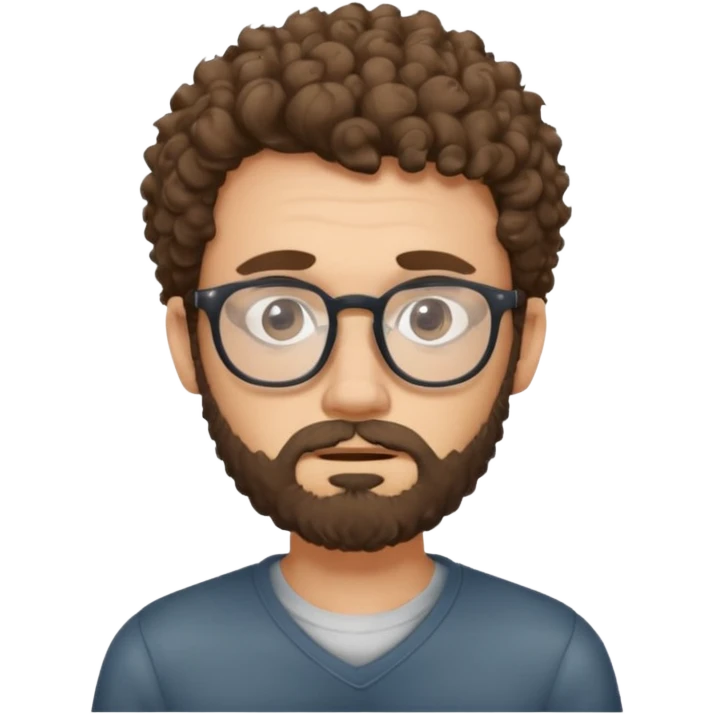 curly skinny guy with bear and glasses, poor with no money emoji