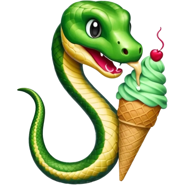 dondurma yiyen yılan emoji