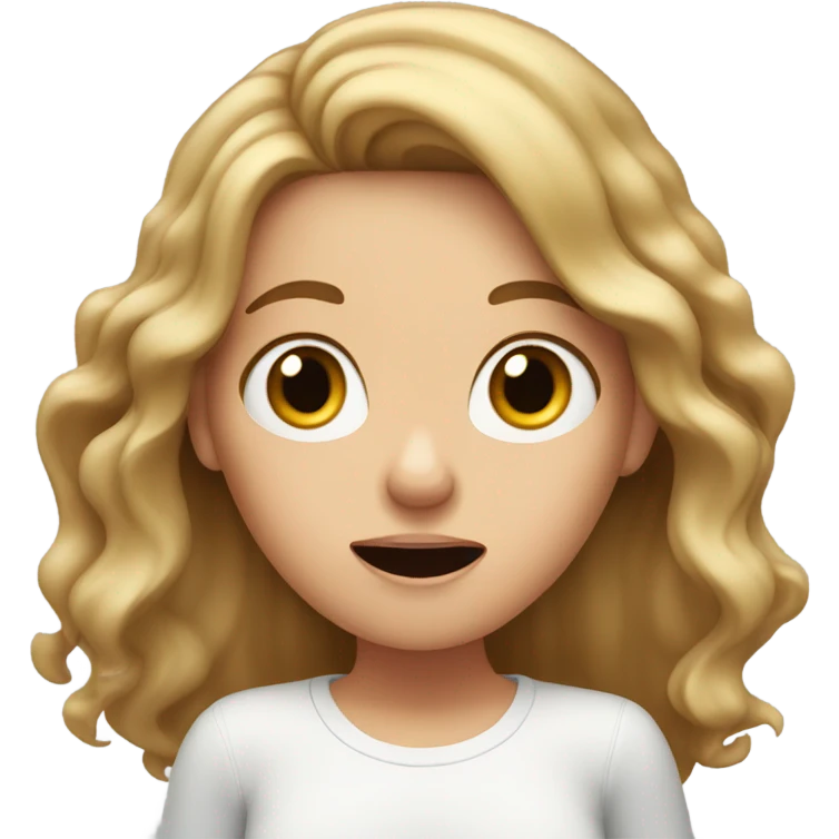 shocked long wavy brown-hair white girl  emoji