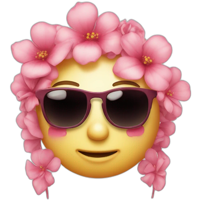 Soleil avec des lunettes et rose emoji