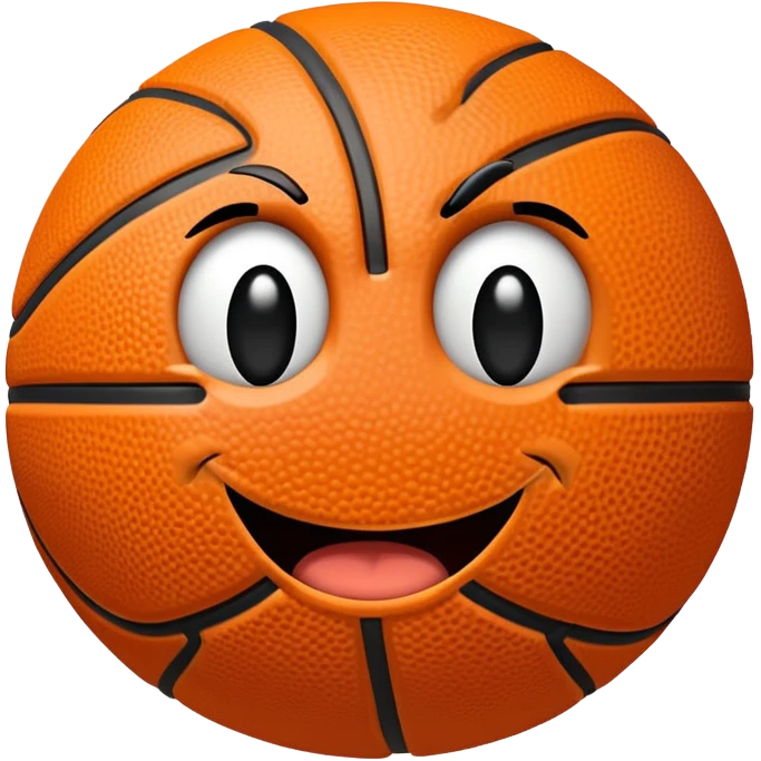 A basketball with a cheeky winking face emoji