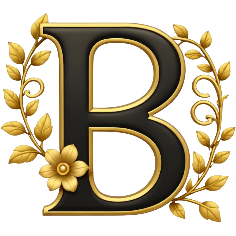 Shint Black letters B outlined with gold and a gold flowervine around the left side emoji