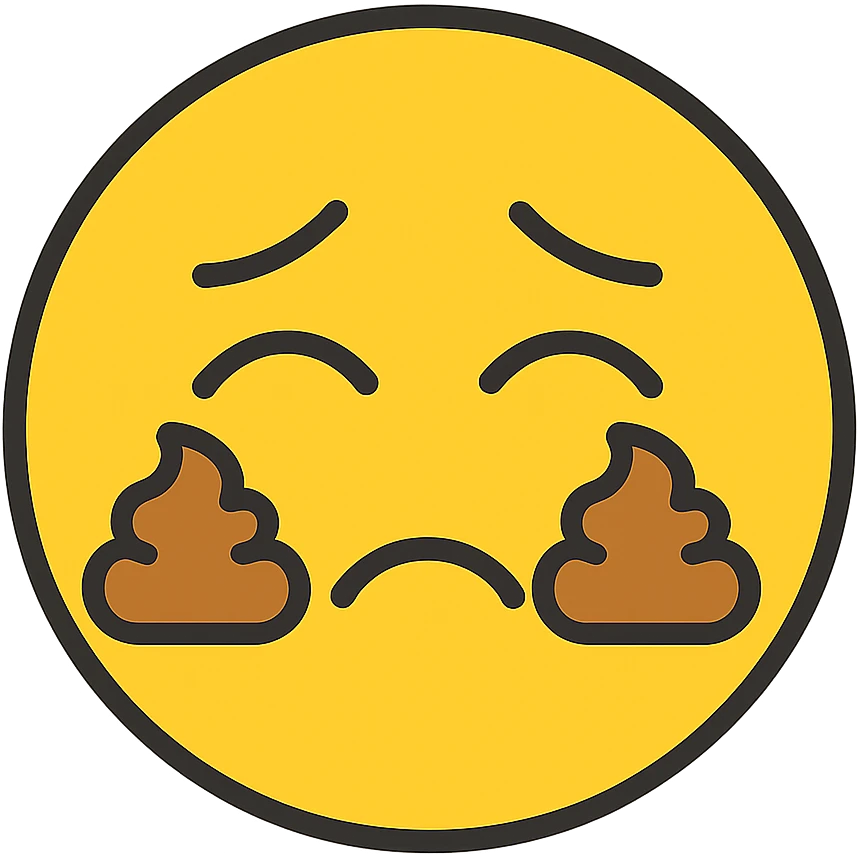 crying emoji but instead of tears poop emoji