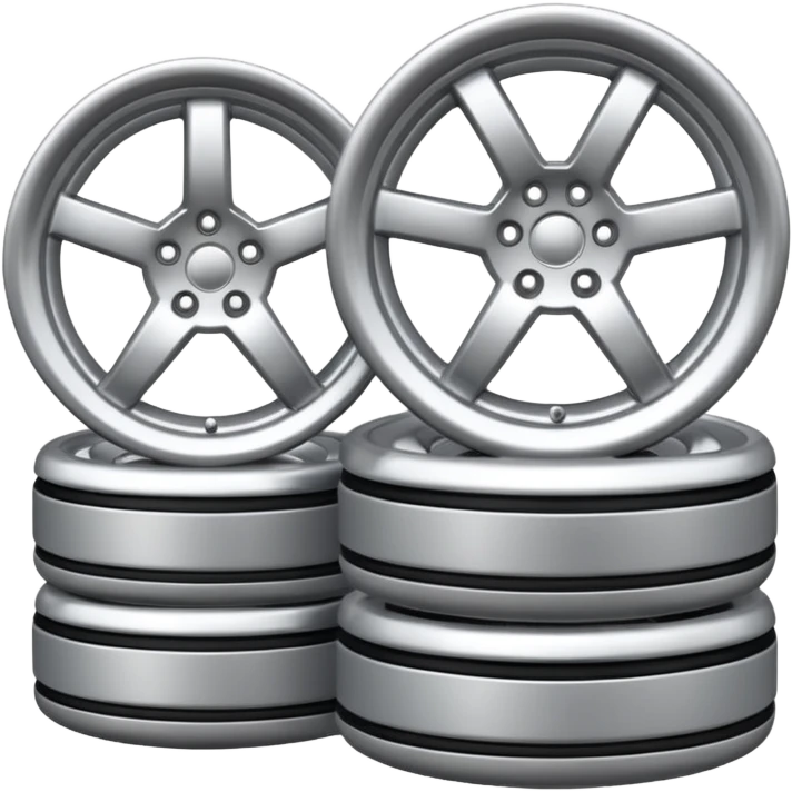 Emoji icon of a set of custom alloy wheels stacked together emoji