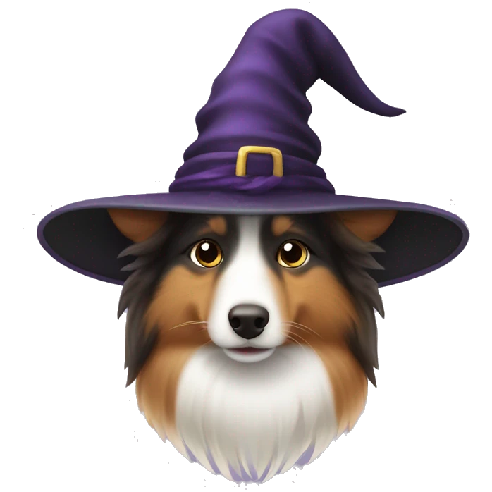 Shetland sheepdog witch hat emoji
