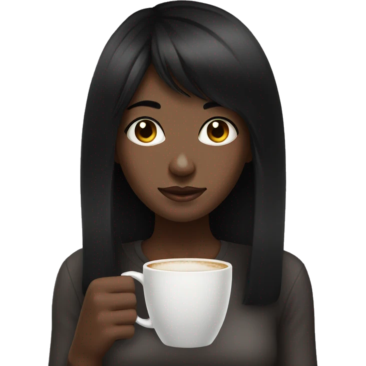 Black Hair girl with coffe eyes emoji