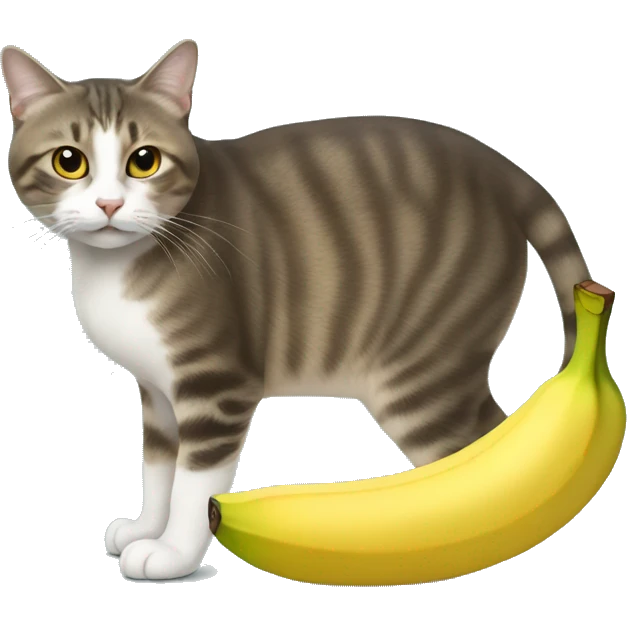 Un chat qui mange une banane emoji