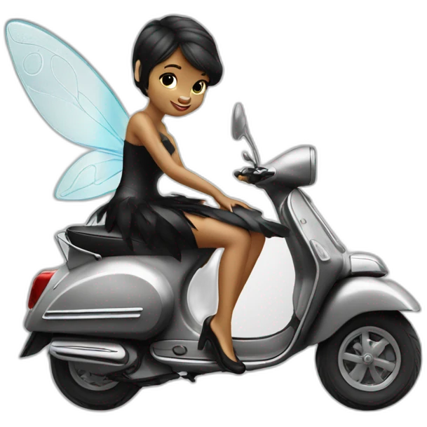 tinkerbell in black vespa emoji