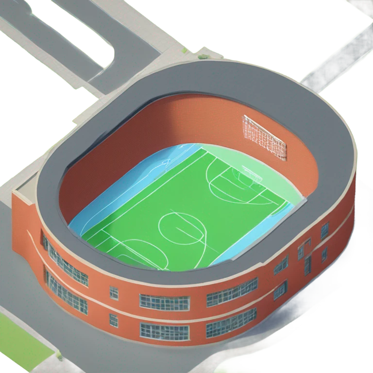 isometric single storey curved red brick sports hall emoji