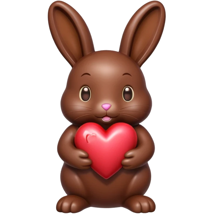 chocolate bunny with chocolate heart emoji