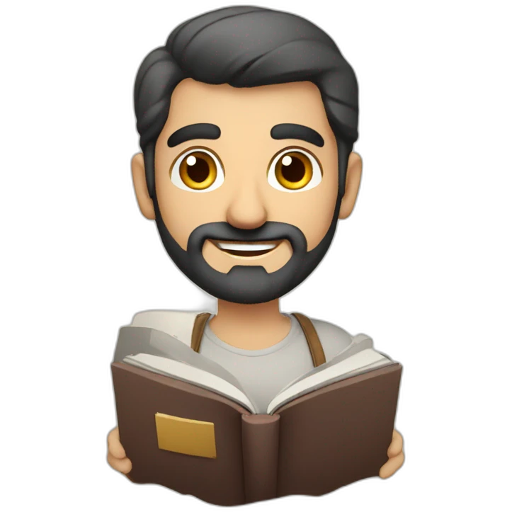 Armenian men reading interesting book and looking at camera and smiling  emoji