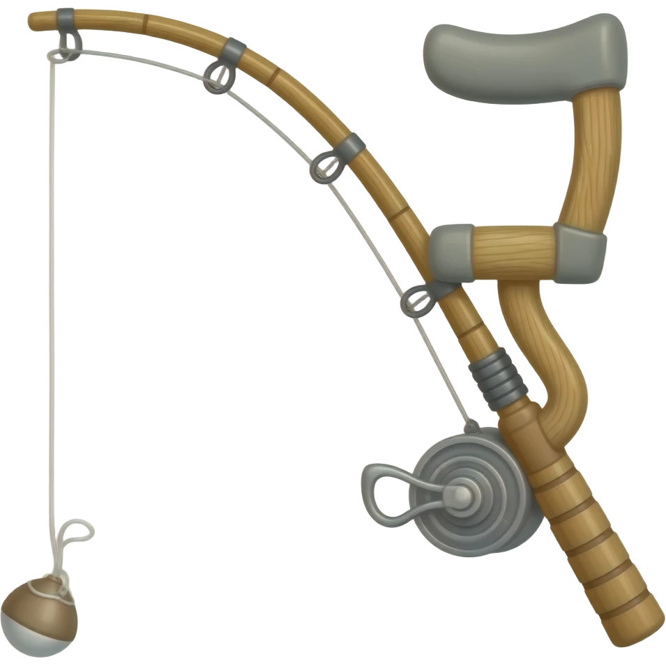 a crutch made it a fishing pole emoji