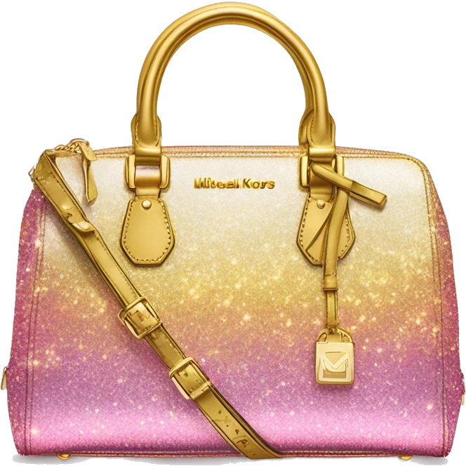 Realistic iridescent yellow gold to pink glitter Michael Kors satchel purse.  emoji