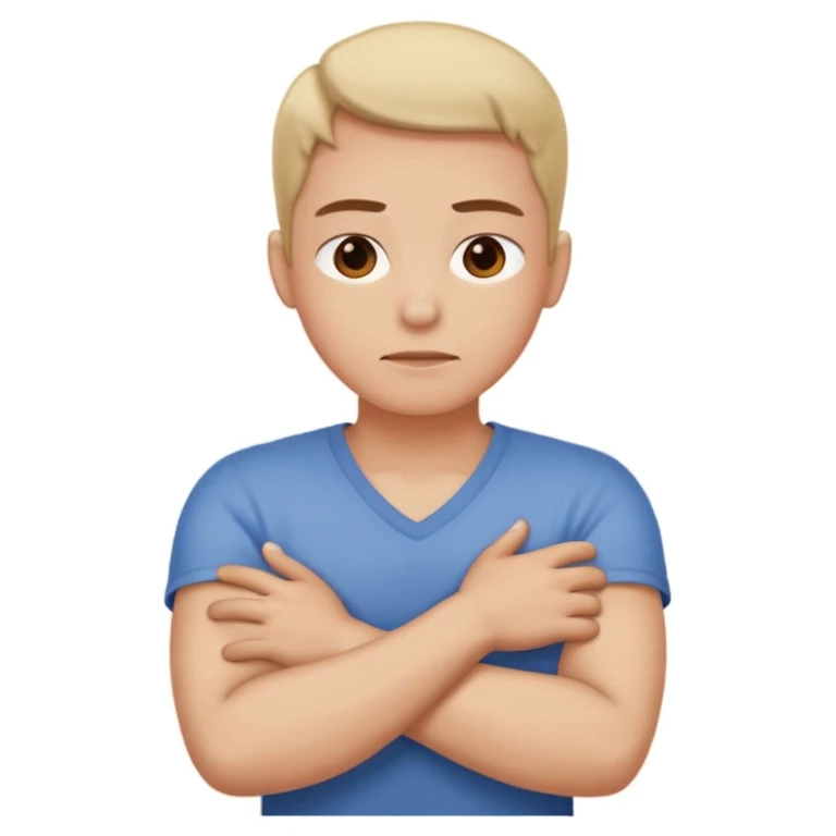Arms crossed holding neck emoji