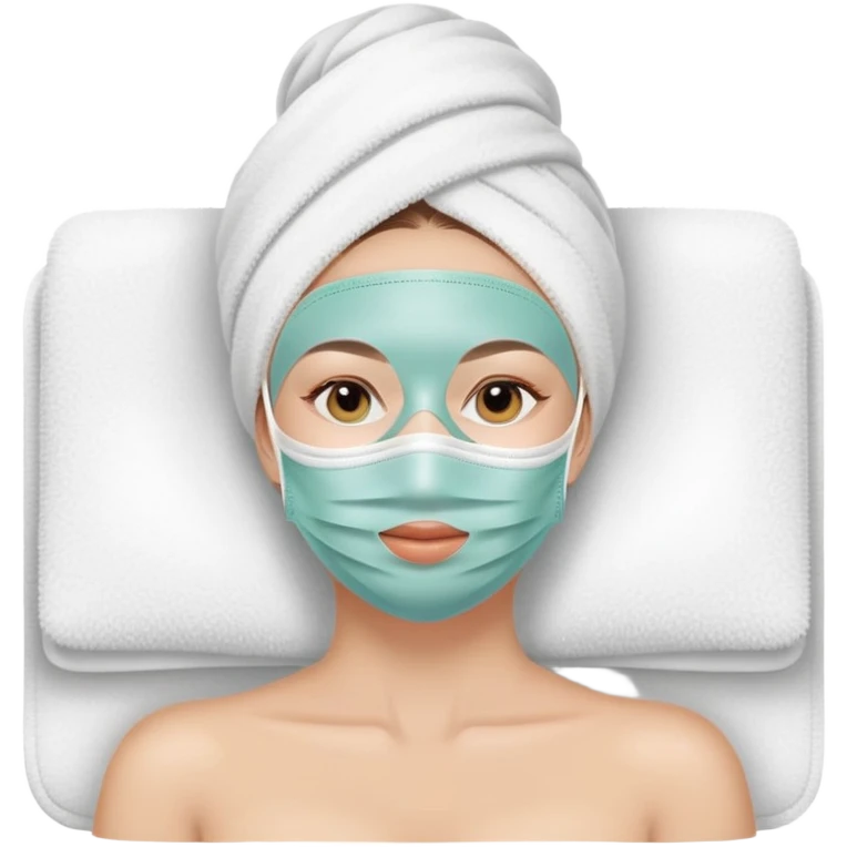 Lady with face mask spa beauty full face relaxing emoji