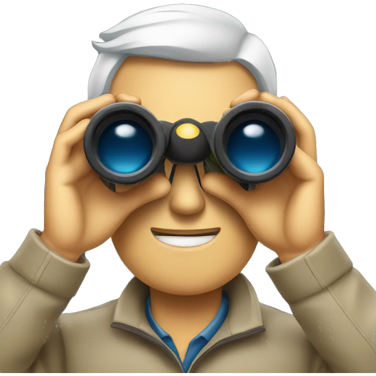 man looking through binoculars emoji