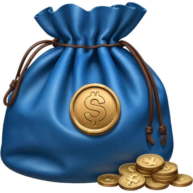 blue coins inside brown money bag emoji