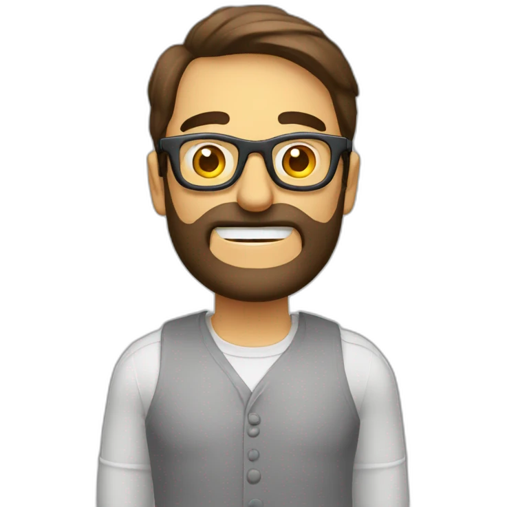 Hombre semi calvo son lentes sobriendo emoji