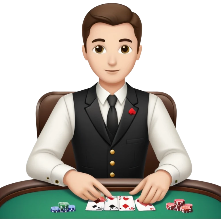 Casino croupier in formal uniform dealing cards at a poker table emoji