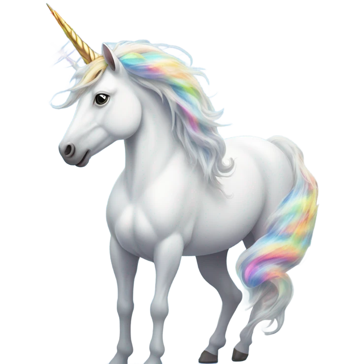 it's unicorn in a blue sky with a rainbow overhead emoji