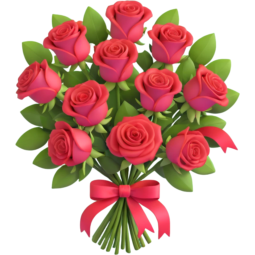 elegant bouquet of red roses with ribbon emoji