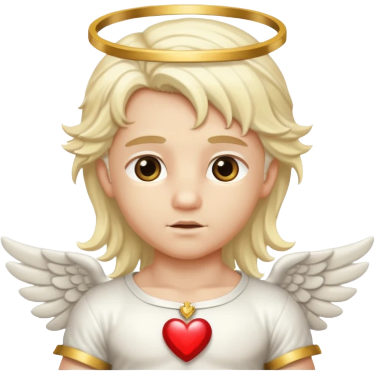 Cupid, Love God from Rome Mythology with long platinum blonde hair, gold and white outfit emoji