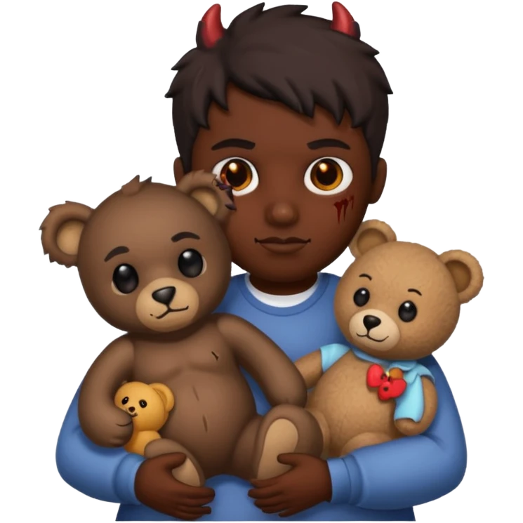 Demon hurting a teddy bear emoji