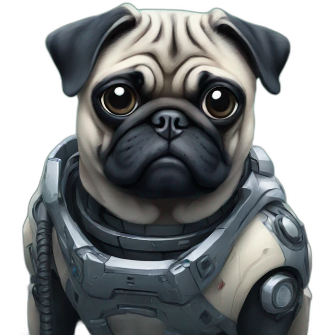 A pug in cyberpunk space emoji