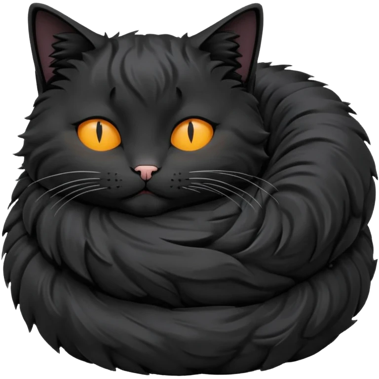 Curled Sleeping Cat black emoji