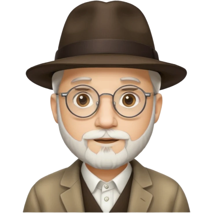 rabbi with white goatee, fedora, round rimmed glasses emoji
