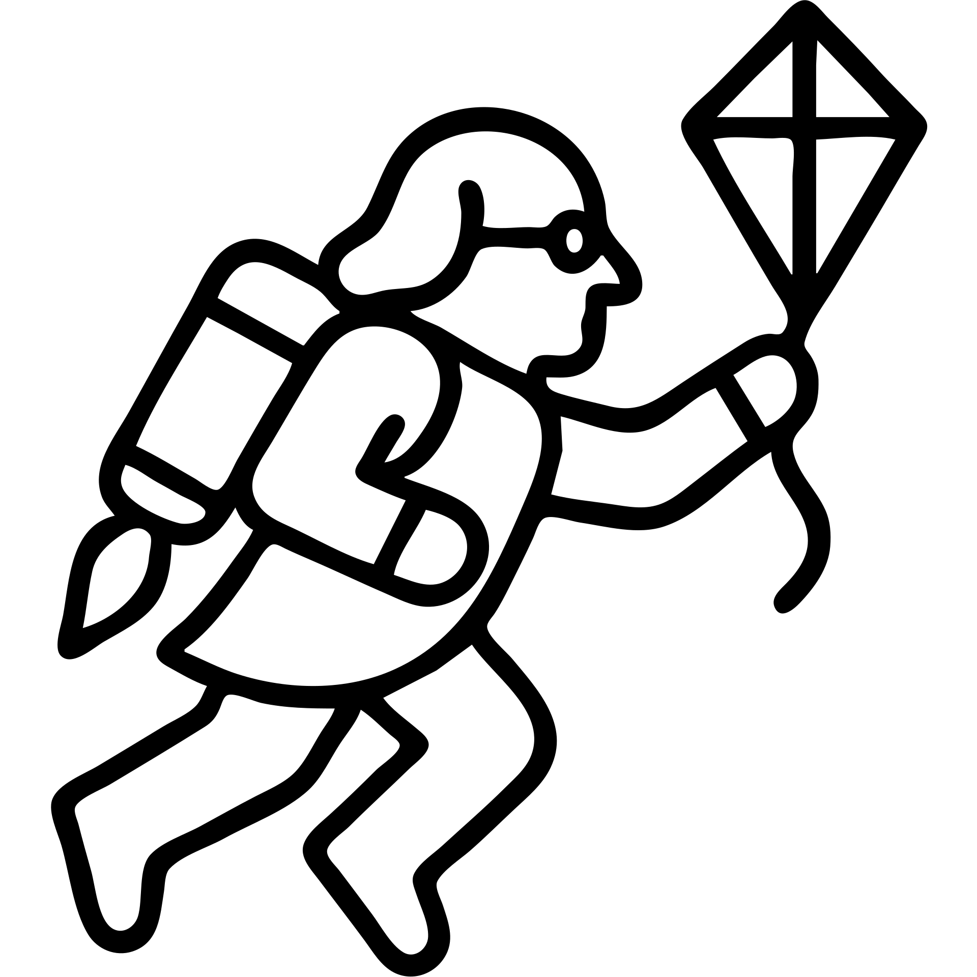Ben Franklin flying with a jetpack, holding a small diamond kite in his left hand, minimalist black outline icon emoji