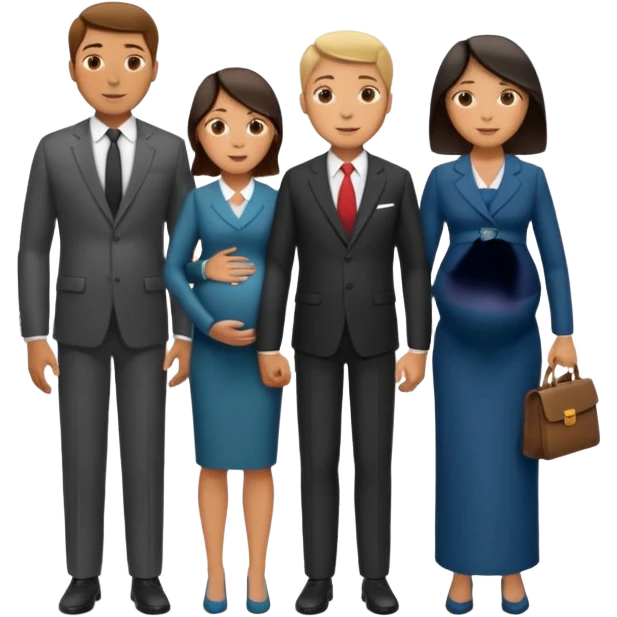 Ok keep this just change it a bit. Make them separate from each other so you know who who’s on the side and who’s on the dad side dad‘s family is standing next to him, wife family standing next to her. And T he wife is pregnant. emoji