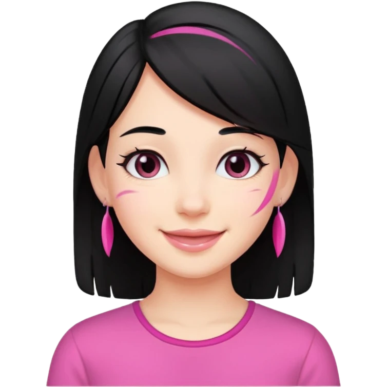 girl with black hair and pink streak by ear emoji