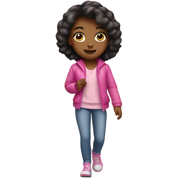 girl in pink going for a walk in the city emoji