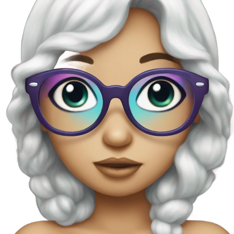little cute mermaid kiss wearing glasses  emoji