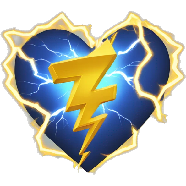 A heart wrapped in lightning emoji