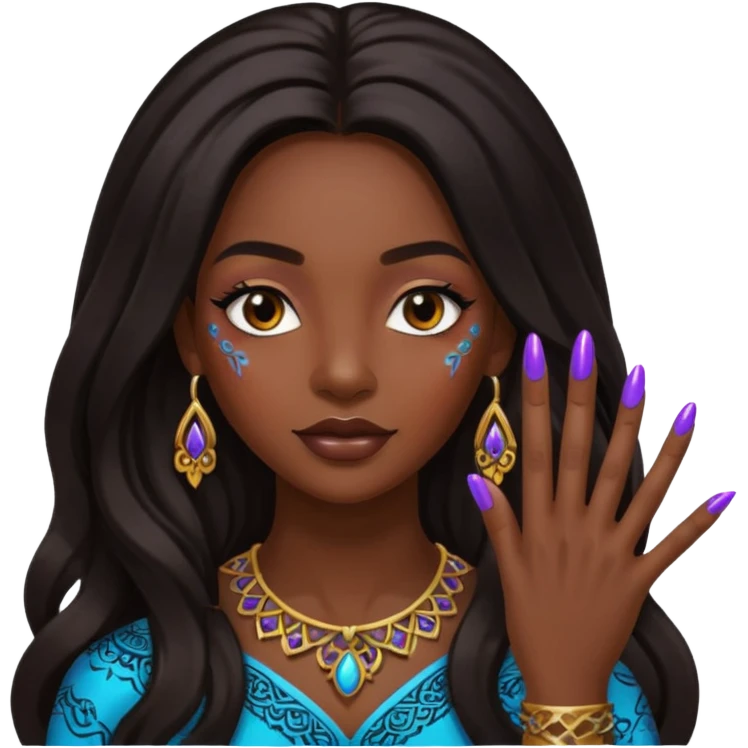 nail art black woman long hair emoji