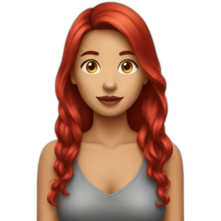 Fille cheveux longs rouge emoji