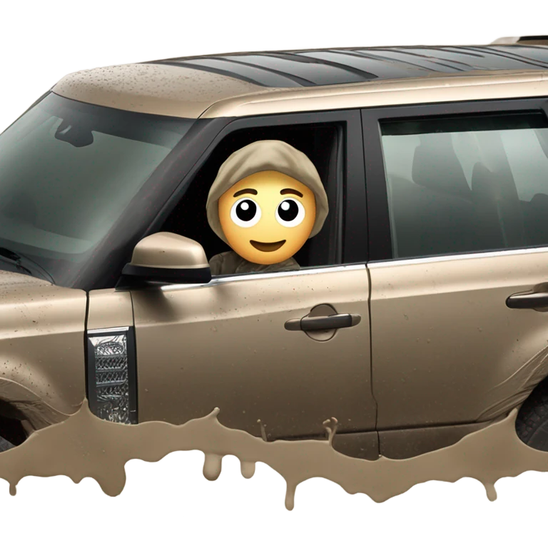 person driving a ranger rover in the mud and getting dirty emoji