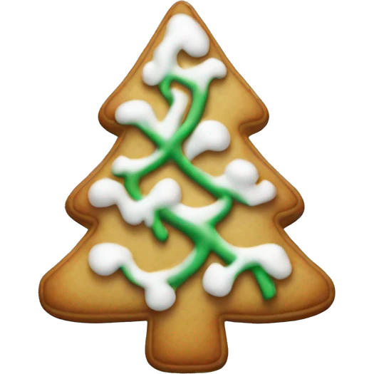 white frosted gingerbread cookie shaped like a pine tree emoji