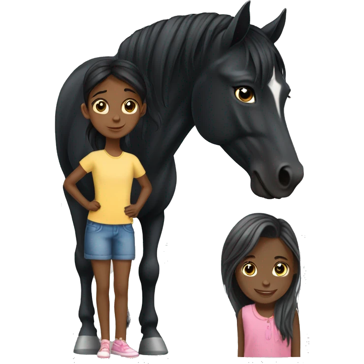 Black stallion with little girl  emoji