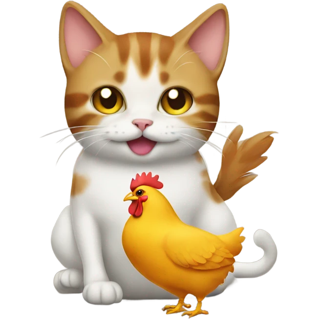 Cat and chicken emoji